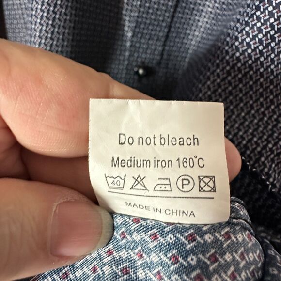 Rosso Milano Italy Blue and White Button Down Dress Shirt Modern Fit RM-4024 - Picture 4 of 11